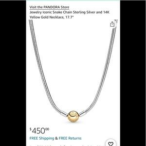 Pandora  14k gold and sterling silver necklace